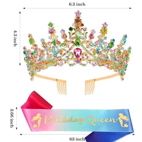 Birthday Queen Sash and Crown Colorful​
